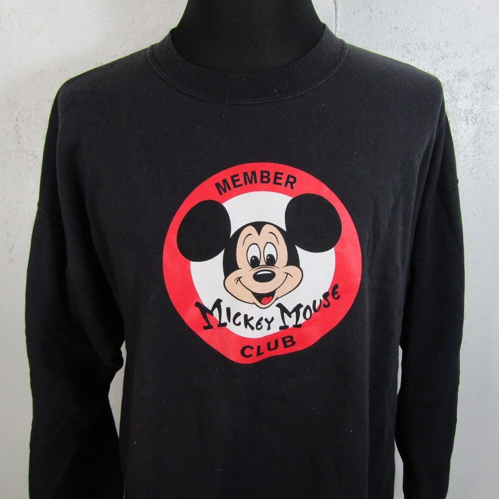 Vintage Disney Store Mickey Mouse Club Member Sweatshirt Black XL Adult Pullover